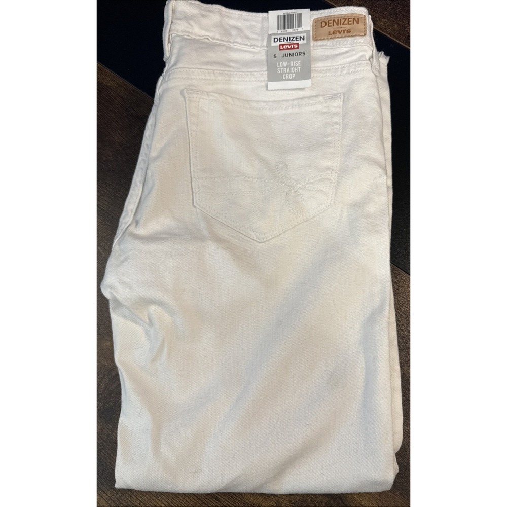 Levi’s Denizen White Low-Rise Straight Crop Distressed Size 5 Junior - New NWTs